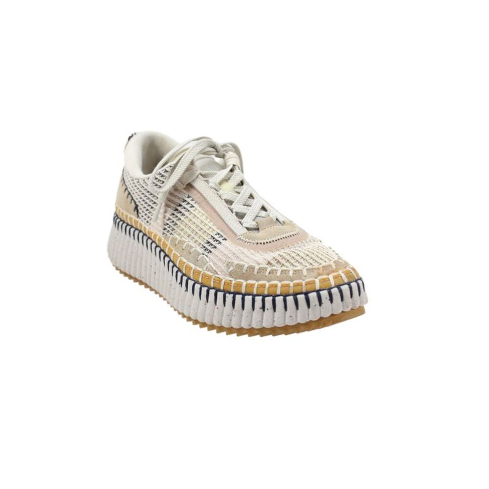 Chloe Womens Woven Lace Up Low Top Sneakers Beige Size 40 10